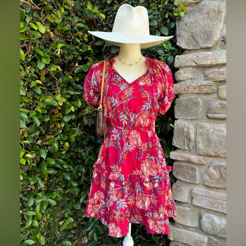 RED FLORAL PRINT DRESS